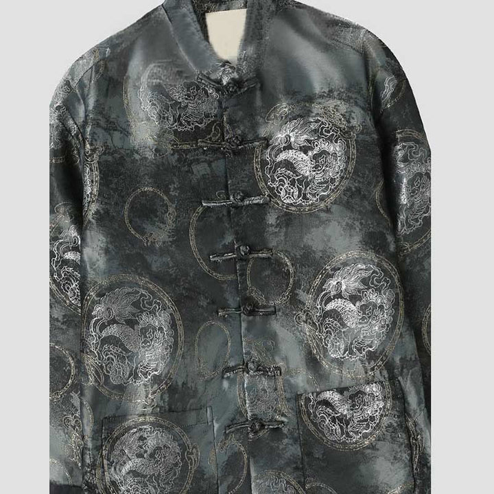 Veste homme à manches longues et boutons grenouille Buddha Stones Kirin Mountains avec poches - image 2