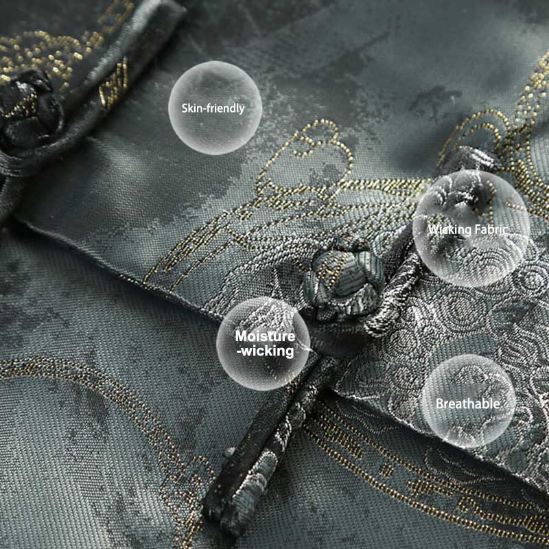 Veste homme à manches longues et boutons grenouille Buddha Stones Kirin Mountains avec poches - image 5