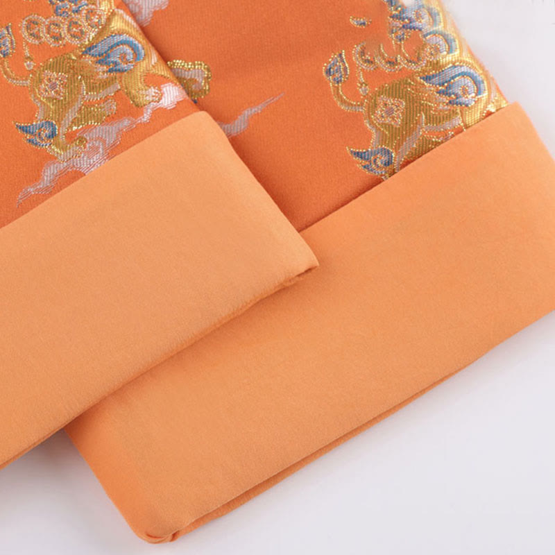 Veste homme à manches longues et boutons grenouille avec poches, Buddha Stones, orange, Kirin, nuages ​​de bon augure - image 9