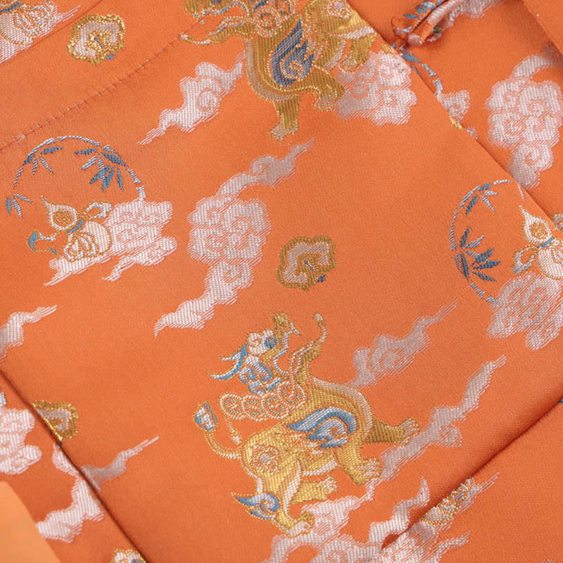 Veste homme à manches longues et boutons grenouille avec poches, Buddha Stones, orange, Kirin, nuages ​​de bon augure - image 7