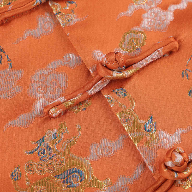 Veste homme à manches longues et boutons grenouille avec poches, Buddha Stones, orange, Kirin, nuages ​​de bon augure - image 6