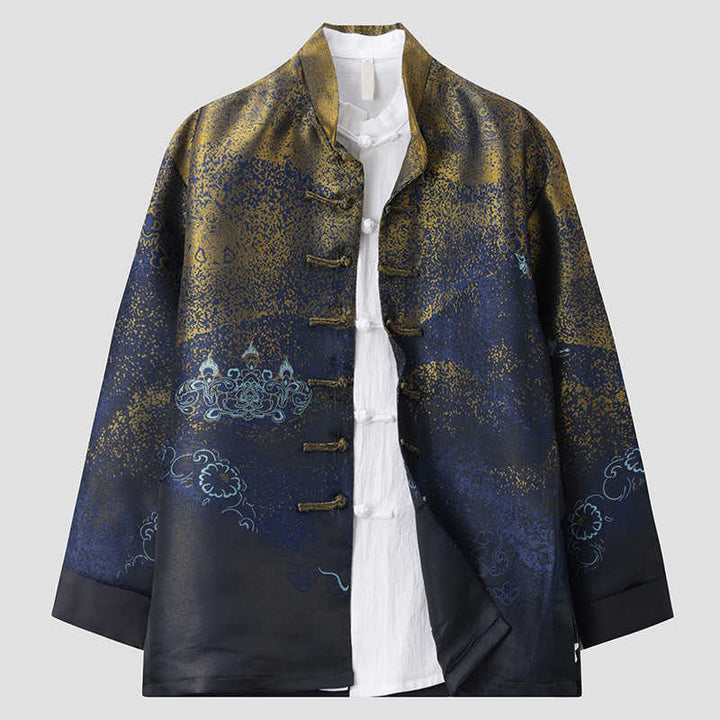 Veste homme à manches longues et poches , Buddha Stones, motif fleurs bleues du désert doré - image 2
