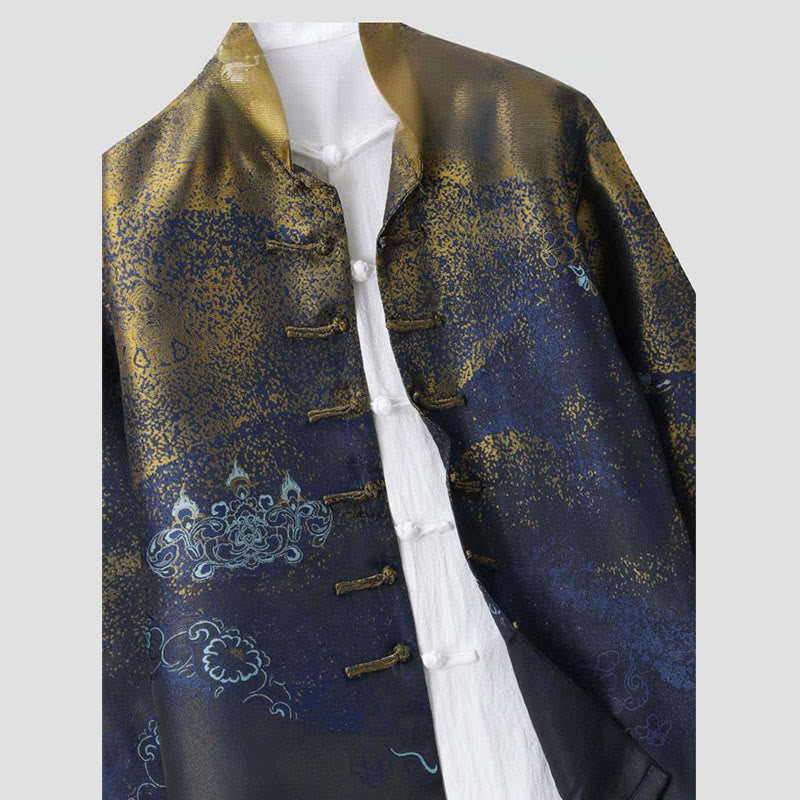 Veste homme à manches longues et poches , Buddha Stones, motif fleurs bleues du désert doré - image 3