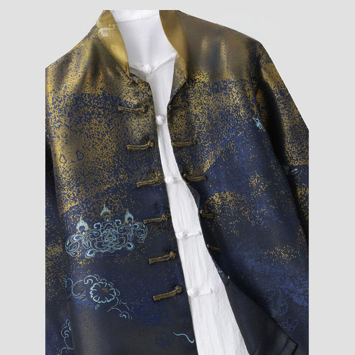 Veste homme à manches longues et poches , Buddha Stones, motif fleurs bleues du désert doré - image 3