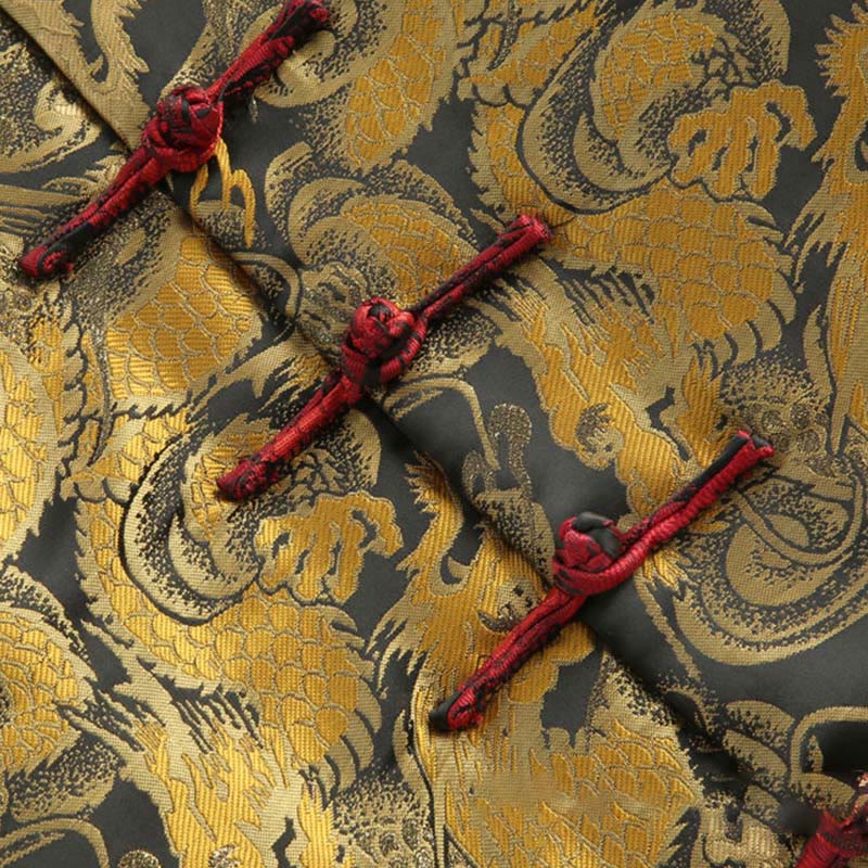 Veste d'hiver chaude à manches longues et boutons grenouille en jacquard motif dragon Buddha Stones pour homme avec poches - image 7