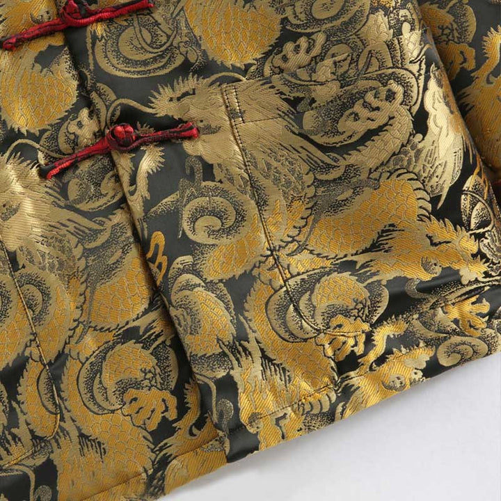 Veste d'hiver chaude à manches longues et boutons grenouille en jacquard motif dragon Buddha Stones pour homme avec poches - image 8