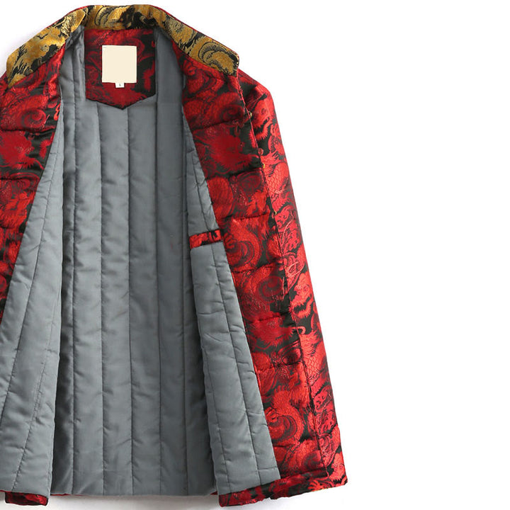 Veste d'hiver chaude à manches longues et boutons grenouille en jacquard motif dragon Buddha Stones pour homme avec poches - image 17