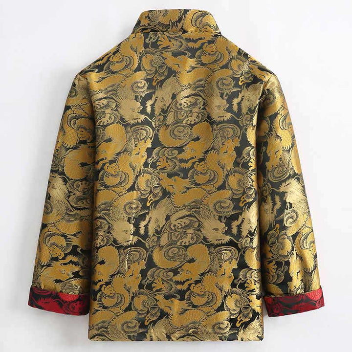 Veste d'hiver chaude à manches longues et boutons grenouille en jacquard motif dragon Buddha Stones pour homme avec poches - image 2