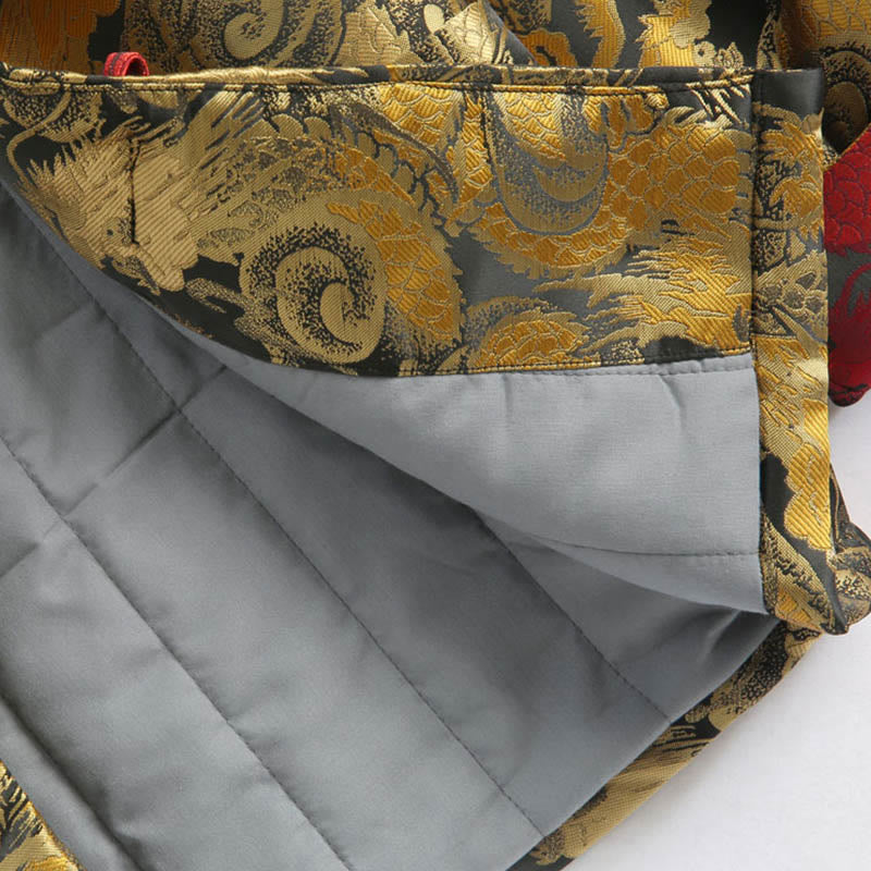 Veste d'hiver chaude à manches longues et boutons grenouille en jacquard motif dragon Buddha Stones pour homme avec poches - image 12