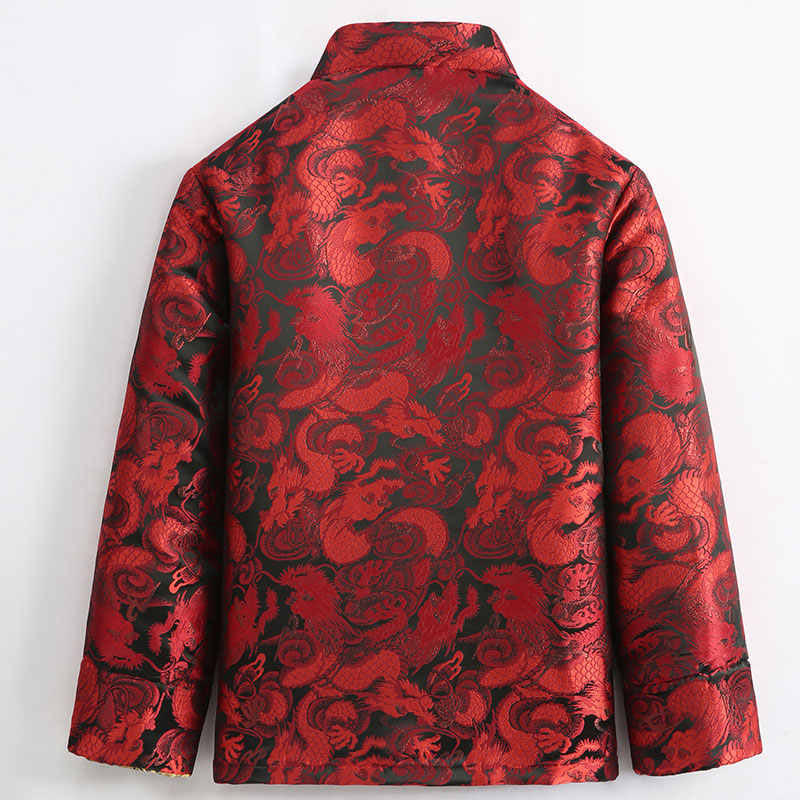 Veste d'hiver chaude à manches longues et boutons grenouille en jacquard motif dragon Buddha Stones pour homme avec poches - image 15