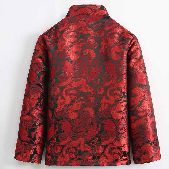 Veste d'hiver chaude à manches longues et boutons grenouille en jacquard motif dragon Buddha Stones pour homme avec poches - image 15