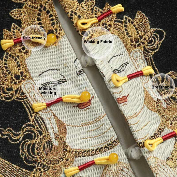 Veste à manches longues pour homme avec boutons grenouille et Buddha Stones Avalokitesvara Guanyin - image 5