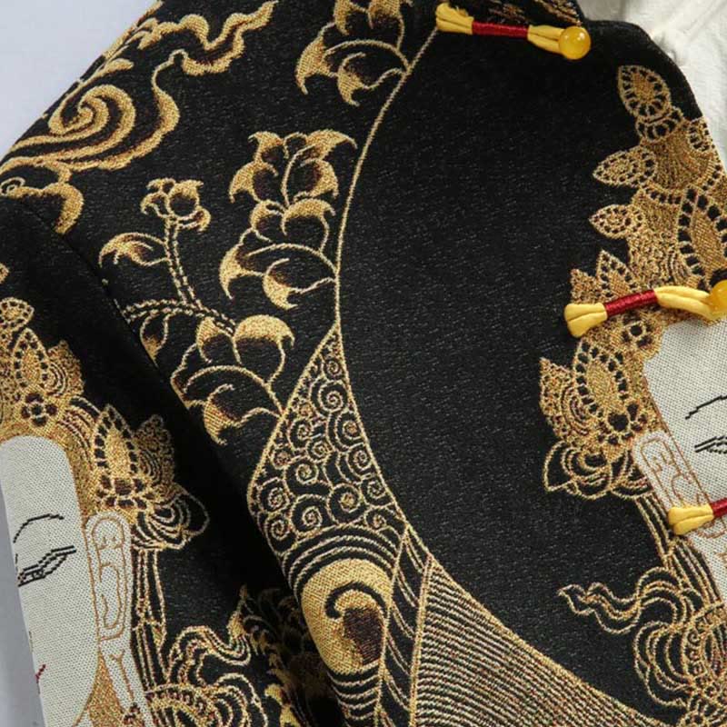 Veste à manches longues pour homme avec boutons grenouille et Buddha Stones Avalokitesvara Guanyin - image 9
