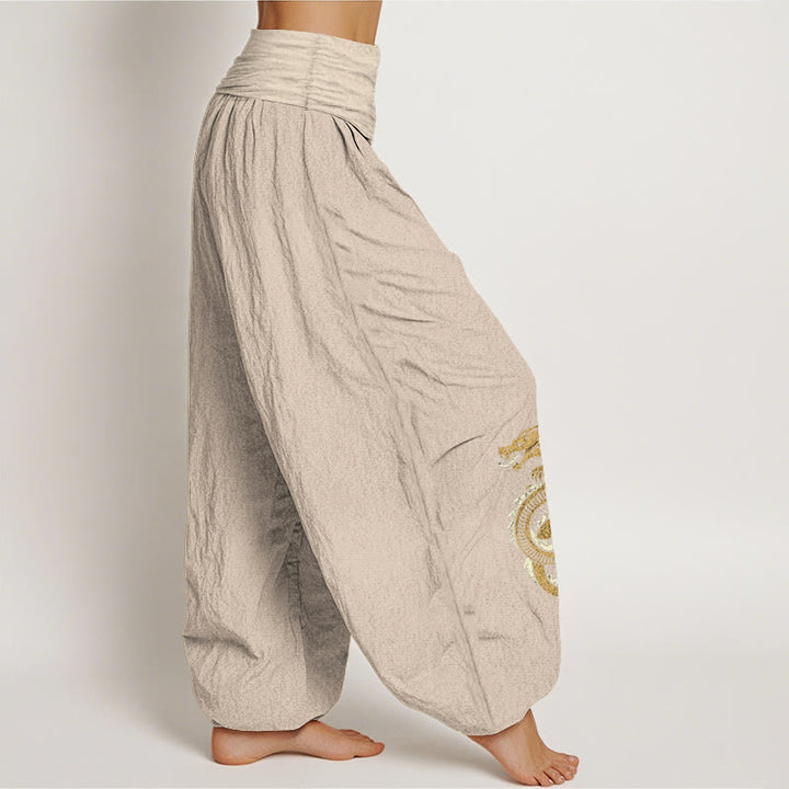 Pantalon sarouel taille élastique en pur coton à motif dragon Buddha Stones pour femme - image 12