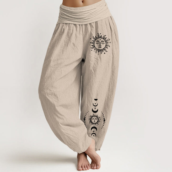 Pantalon sarouel en pur coton à taille élastique pour femme , Buddha Stones, soleil, lune et étoiles - Tanné - US22，UK/AU26，EU54 (6XL) - image 11
