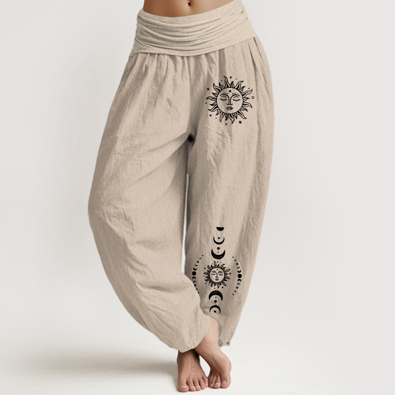 Pantalon sarouel en pur coton à taille élastique pour femme , Buddha Stones, soleil, lune et étoiles - Tanné - US22，UK/AU26，EU54 (6XL) - image 11