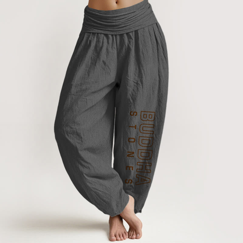 Pantalon Buddha Stones en pur coton de couleur unie « Buddha Stones» pour femme avec taille élastique - Gris foncé - US22，UK/AU26，EU54 (6XL) - image 11