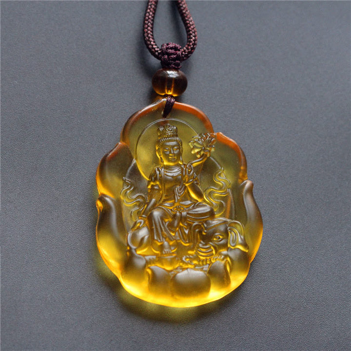 Collier pendentif de protection du Bouddha natal en cristal Liuli , Buddha Stones, zodiaque chinois - Dragon/Serpent-Samantabhadra Bodhisattva - image 4