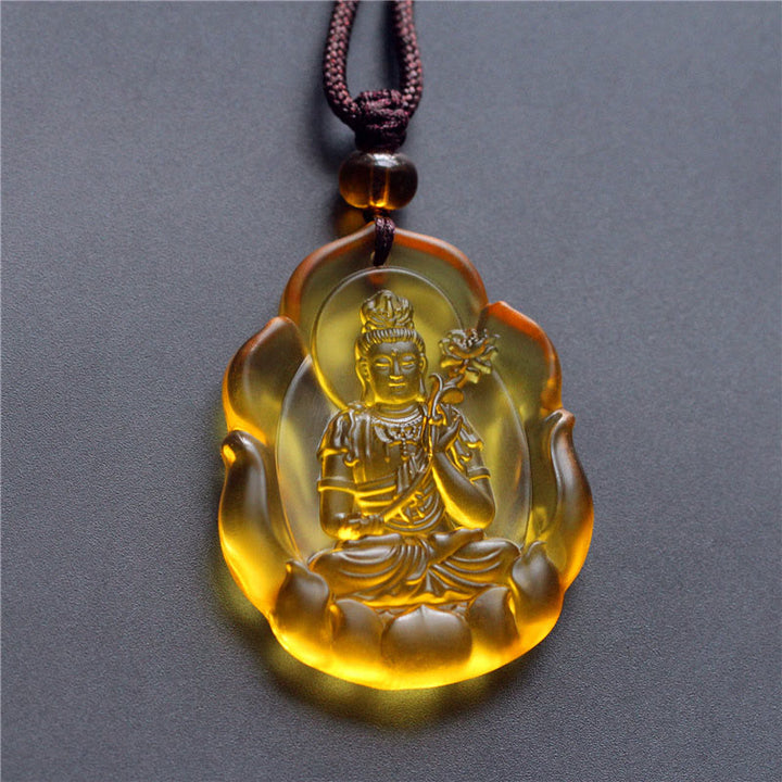 Collier pendentif de protection du Bouddha natal en cristal Liuli , Buddha Stones, zodiaque chinois - Bodhisattva Cheval-Mahasattva - image 0