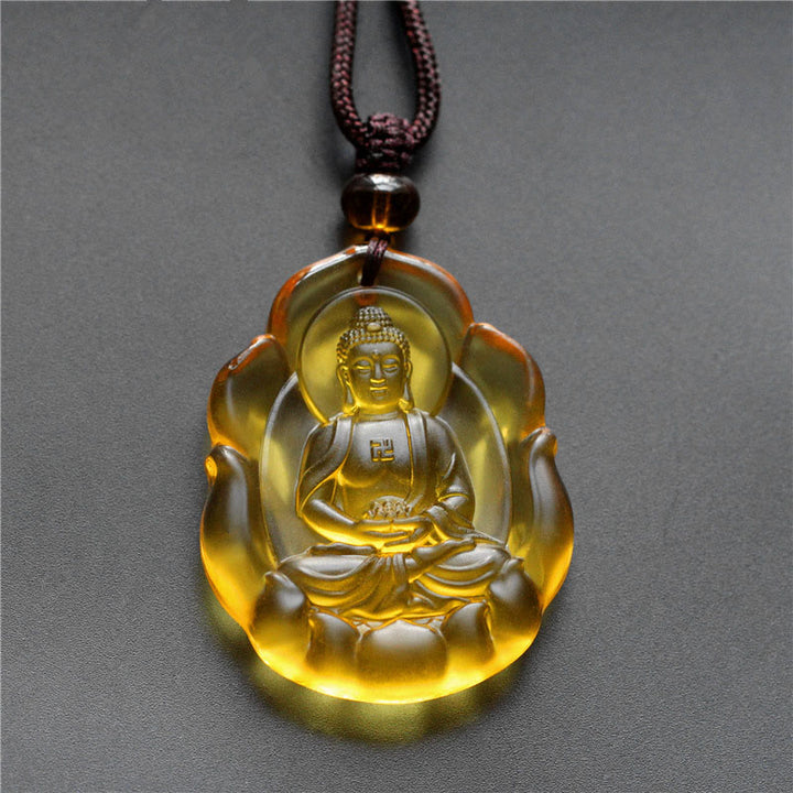 Collier pendentif de protection du Bouddha natal en cristal Liuli , Buddha Stones, zodiaque chinois - Chien/Cochon-Bouddha Amitabha - image 11