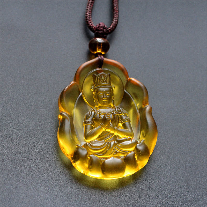 Collier pendentif de protection du Bouddha natal en cristal Liuli , Buddha Stones, zodiaque chinois - Chèvre/Singe-Tathagata - image 9