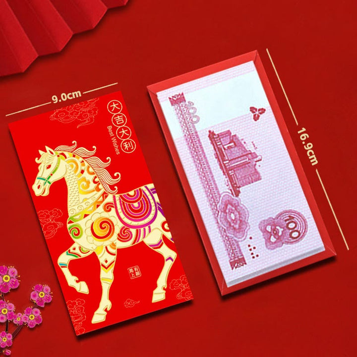 Lot de 6 enveloppes rouges chinoises en Buddha Stones, Année du Cheval, porte-bonheur, Nouvel An 2026 - image 11
