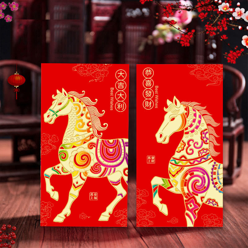 Lot de 6 enveloppes rouges chinoises en Buddha Stones, Année du Cheval, porte-bonheur, Nouvel An 2026 - image 9