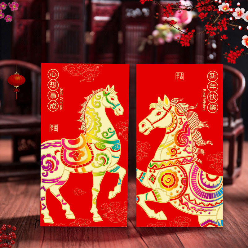 Lot de 6 enveloppes rouges chinoises en Buddha Stones, Année du Cheval, porte-bonheur, Nouvel An 2026 - image 10