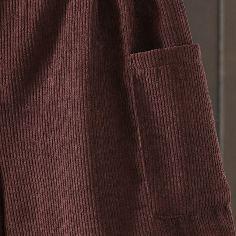 Pantalon large en velours côtelé de coton avec poches et doublure polaire Buddha Stones pour femme - image 5