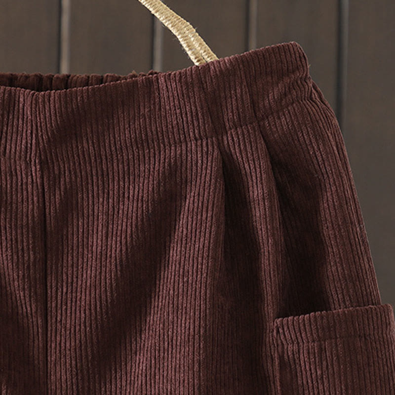 Pantalon large en velours côtelé de coton avec poches et doublure polaire Buddha Stones pour femme - image 4