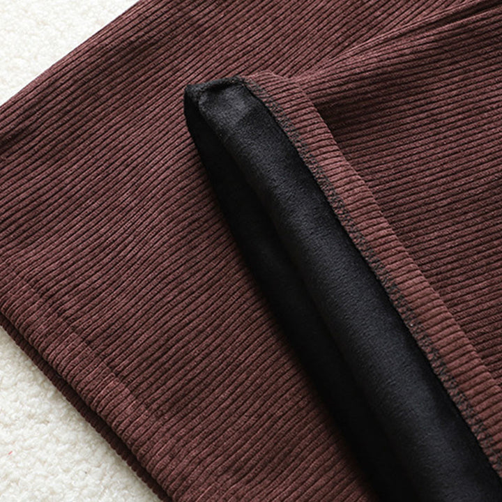 Pantalon large en velours côtelé de coton avec poches et doublure polaire Buddha Stones pour femme - image 8