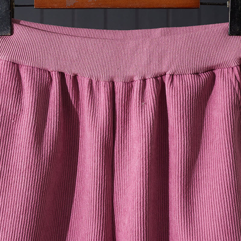 Pantalon d'hiver Buddha Stones pour femme, coupe large, en velours côtelé de coton, doublé polaire thermique avec poches - image 3