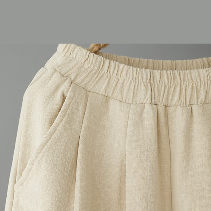 Pantalon d'hiver Buddha Stones en coton thermique doublé polaire pour femme, longueur cheville, avec poches - image 3