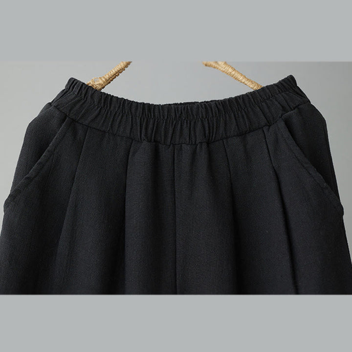 Pantalon d'hiver Buddha Stones en coton thermique doublé polaire pour femme, longueur cheville, avec poches - image 8