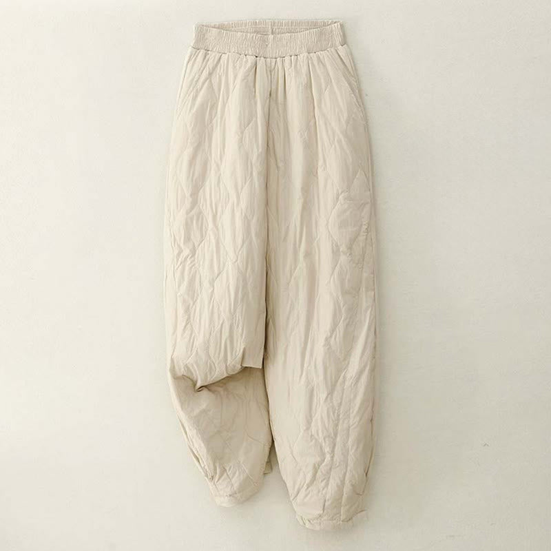 Pantalon thermique en coton uni avec poches pour femme, motif Buddha Stones , hiver - Beige - US8-10，UK/AU12-14，EU40-42 (2XL) - image 0