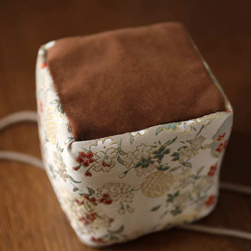 Petit sac cadeau de rangement pour bijoux, motif fleurs et Buddha Stones, 8 x 8 x 8 cm - image 5