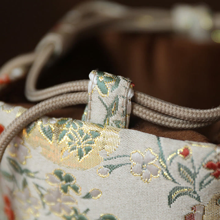Petit sac cadeau de rangement pour bijoux, motif fleurs et Buddha Stones, 8 x 8 x 8 cm - image 3