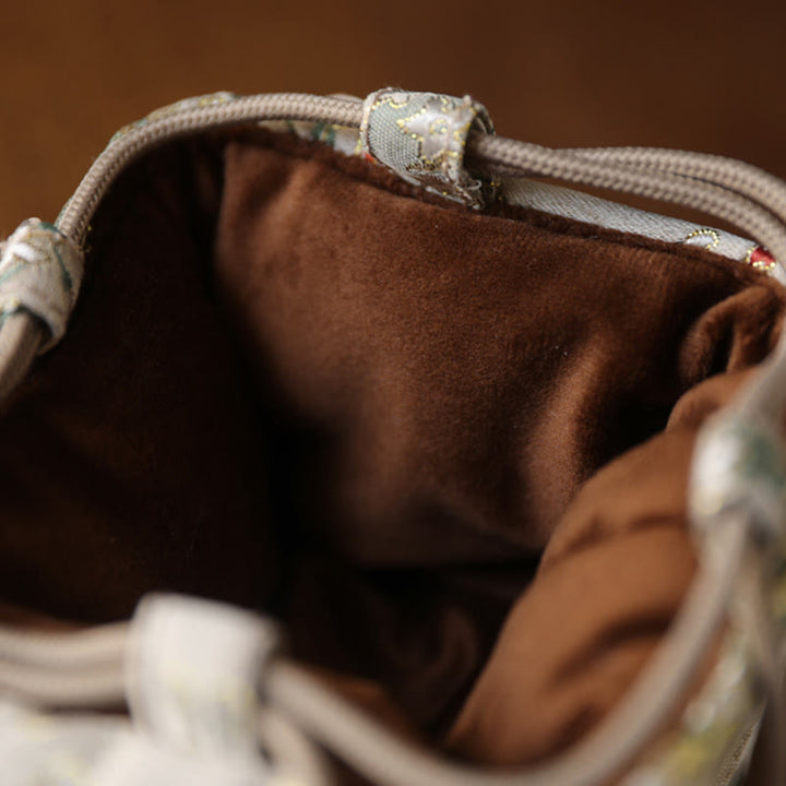 Petit sac cadeau de rangement pour bijoux, motif fleurs et Buddha Stones, 8 x 8 x 8 cm - image 4