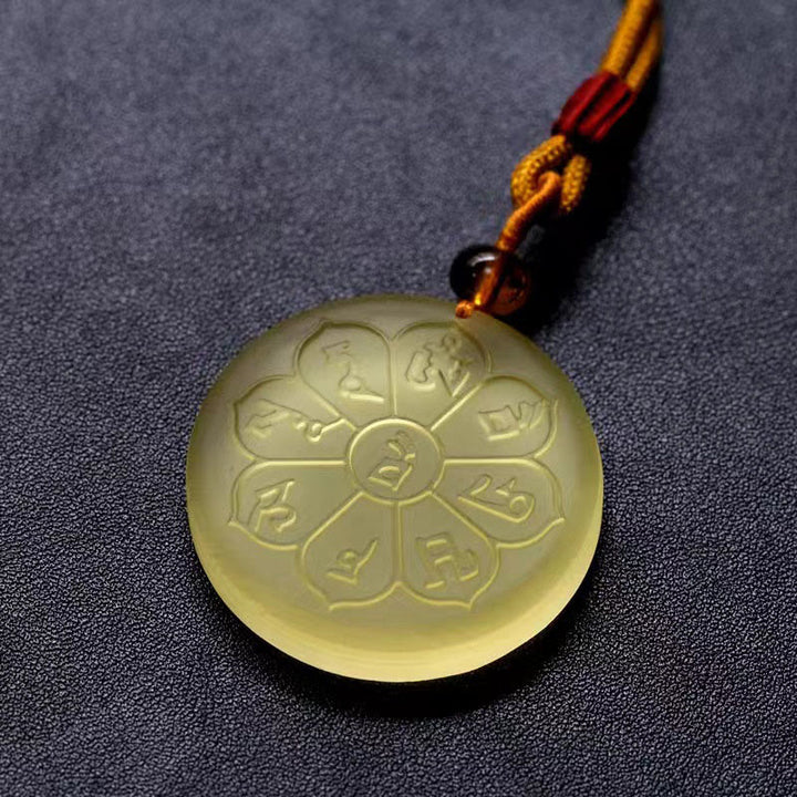 Collier pendentif en forme de huit pétales en Buddha Stones Liuli Crystal Wealth God Mantra Abondance - image 3