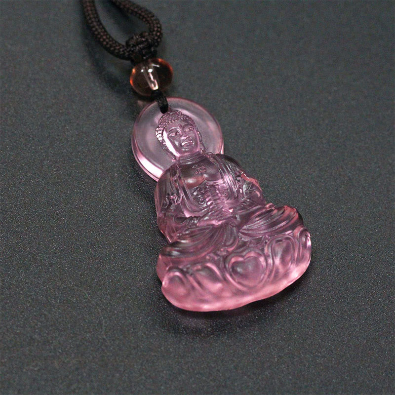 Collier pendentif Bouddha Sérénité en cristal de médecine Liuli Buddha Stones - Bouddha de la Médecine-Rose - image 7