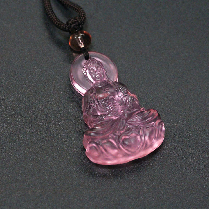 Collier pendentif Bouddha Sérénité en cristal de médecine Liuli Buddha Stones - Bouddha de la Médecine-Rose - image 7