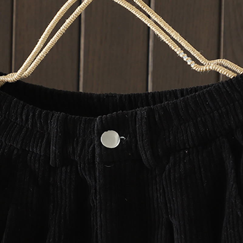 Pantalon Buddha Stones d'hiver en velours côtelé uni pour femme, taille haute, doublé polaire et poches - image 13