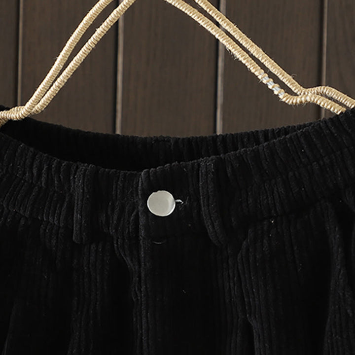 Pantalon Buddha Stones d'hiver en velours côtelé uni pour femme, taille haute, doublé polaire et poches - image 13