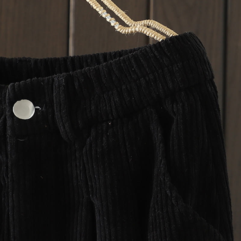 Pantalon Buddha Stones d'hiver en velours côtelé uni pour femme, taille haute, doublé polaire et poches - image 14