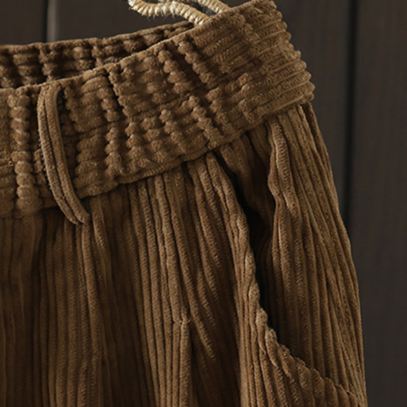 Pantalon Buddha Stones d'hiver en velours côtelé uni pour femme, taille haute, doublé polaire et poches - image 20