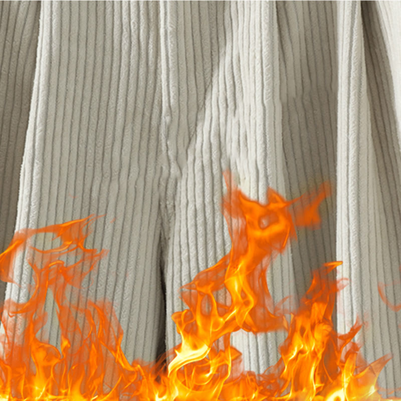 Pantalon Buddha Stones d'hiver en velours côtelé uni pour femme, taille haute, doublé polaire et poches - image 10