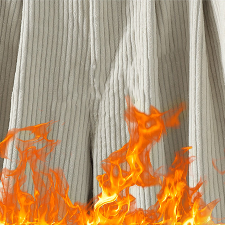 Pantalon Buddha Stones d'hiver en velours côtelé uni pour femme, taille haute, doublé polaire et poches - image 10