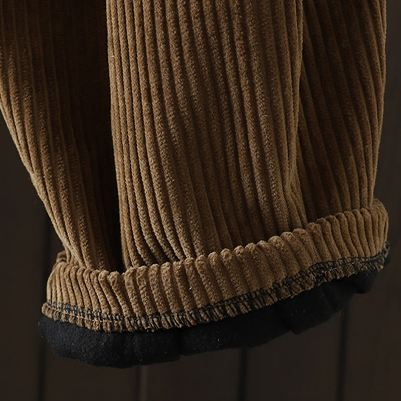 Pantalon Buddha Stones d'hiver en velours côtelé uni pour femme, taille haute, doublé polaire et poches - image 22