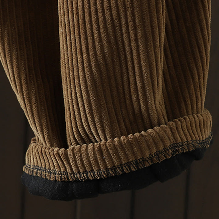 Pantalon Buddha Stones d'hiver en velours côtelé uni pour femme, taille haute, doublé polaire et poches - image 22