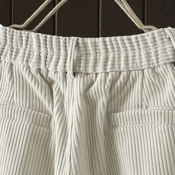 Pantalon Buddha Stones d'hiver en velours côtelé uni pour femme, taille haute, doublé polaire et poches - image 2